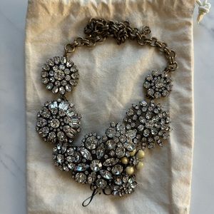 J Crew Crystal rhinestone gold tone statement necklace